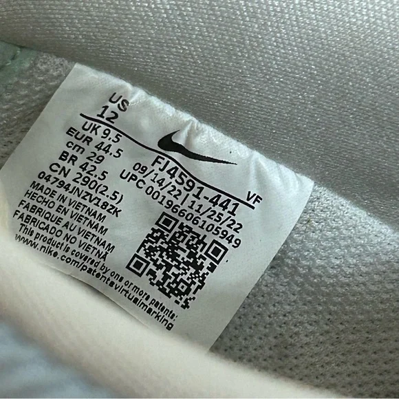 NIKE Air Force One Spring Mix low top Celestine Blue Off Black Sz 12 EU 44.5 - Picture 7 of 9